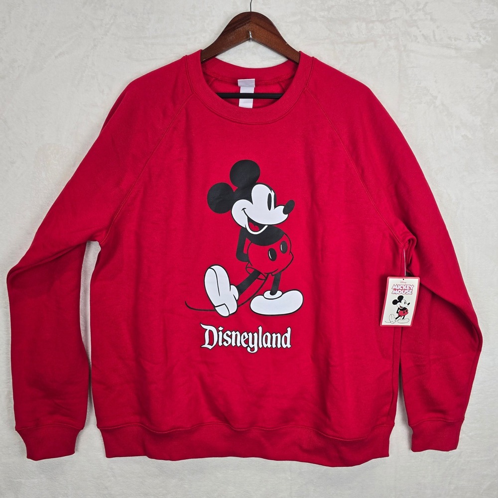 NWT Disney Mickey Mouse Disneyland Red Pullover Sweatshirt XL Unisex Adult